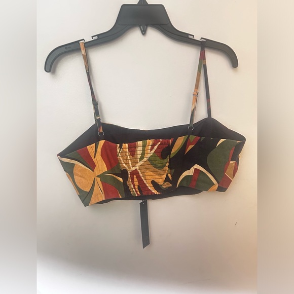 HOUSE OF HARLOW Linen Blend Smocked Crop Top - NWT - Picture 3 of 4